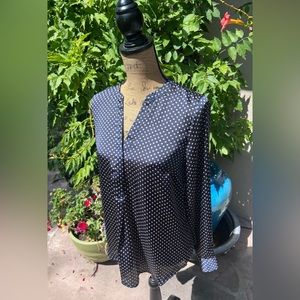 The Limited Navy & Gold Polka Dot Blouse